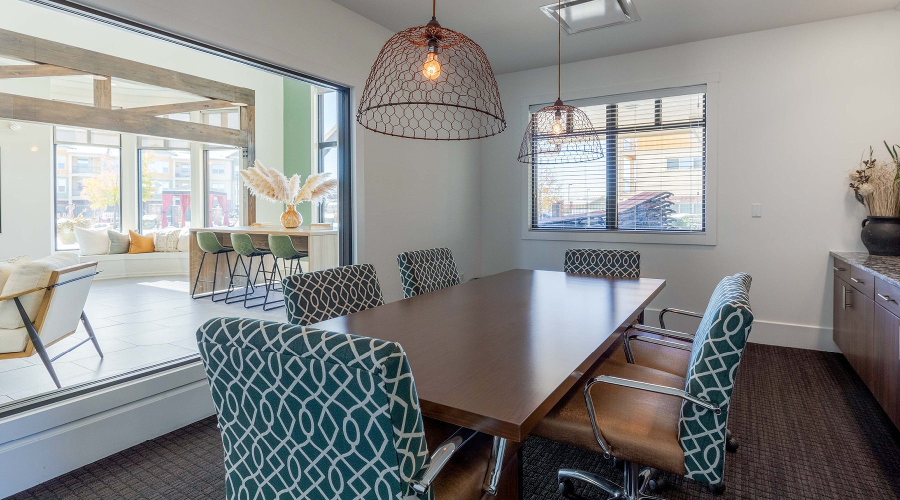 a spacious, well-lit conference room