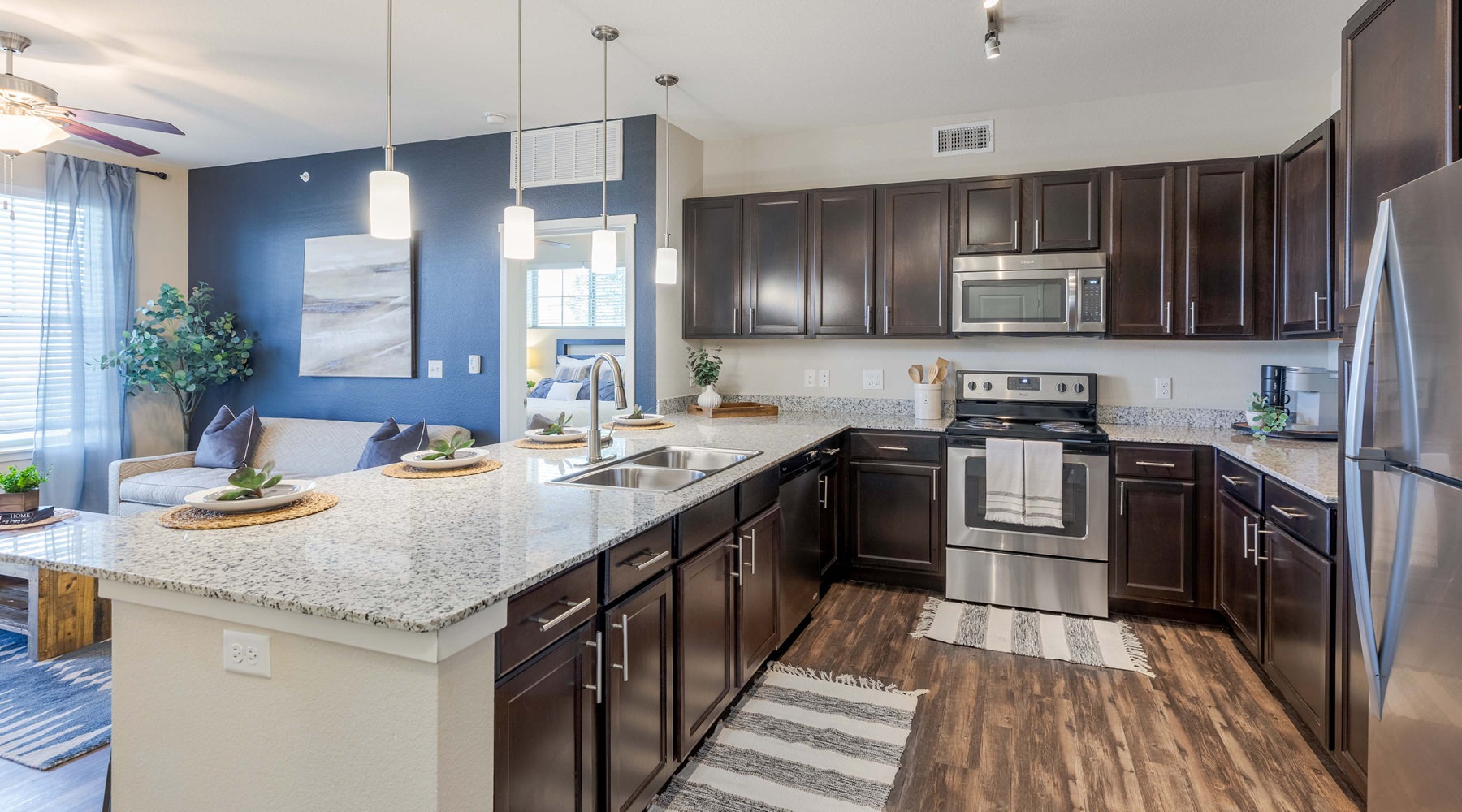 Well-lit kitchen with ample counter space