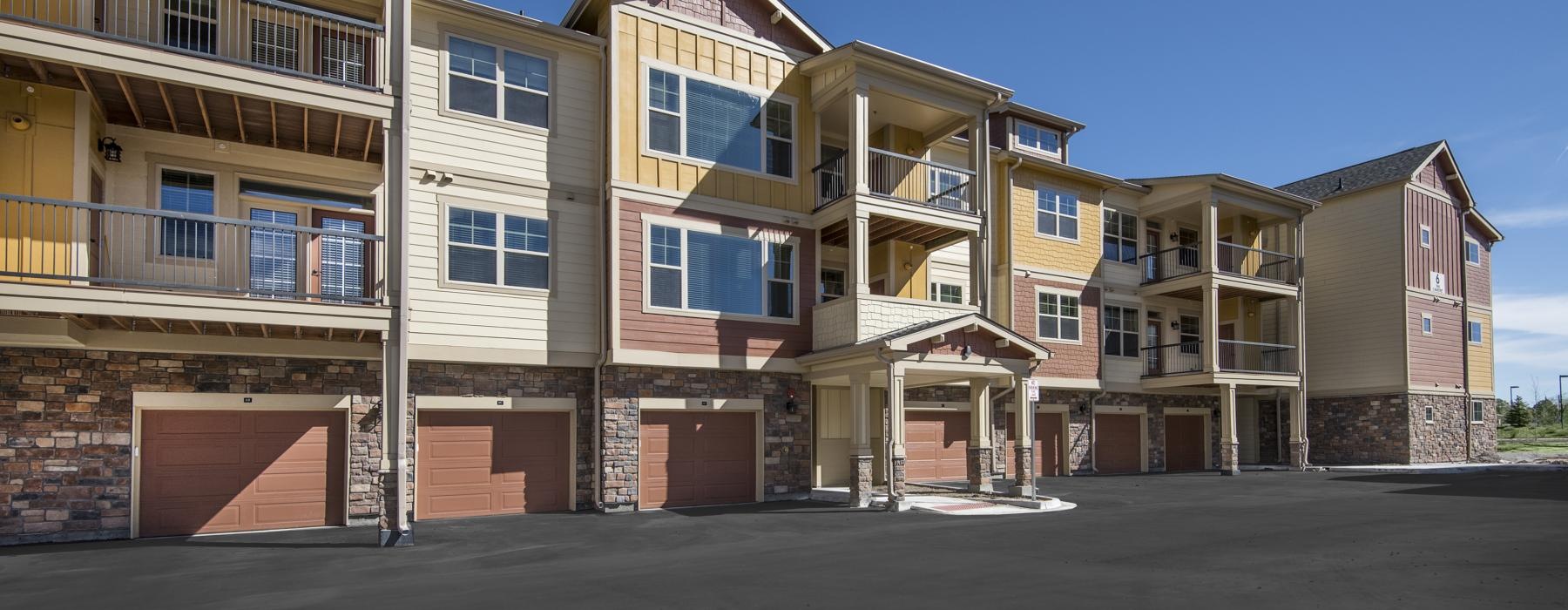 a row of apartment buildings