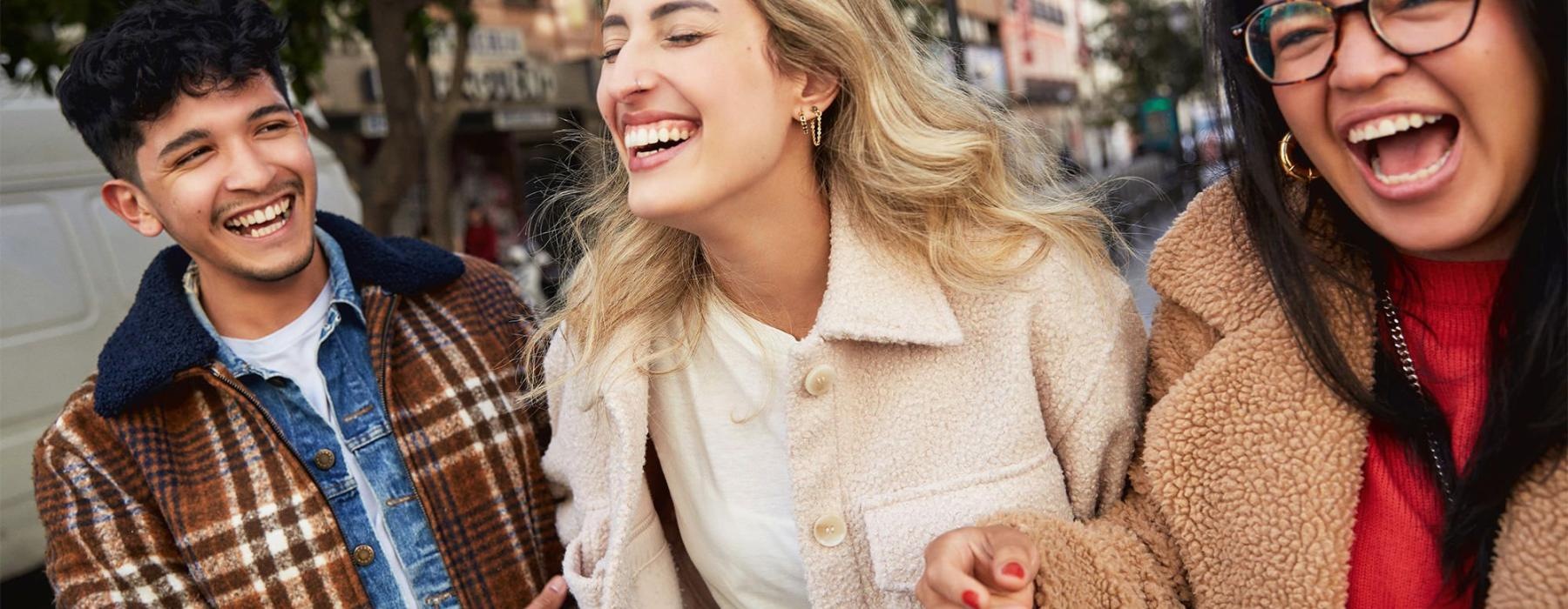 a group of people laughing